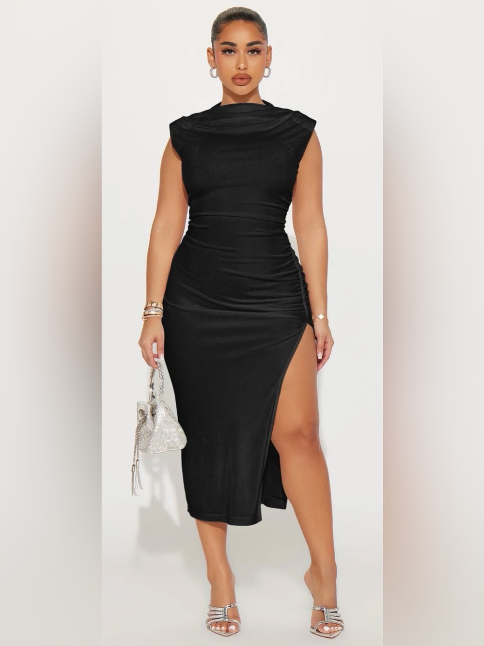 Fashion Nova Alice Ruched Midi Dress